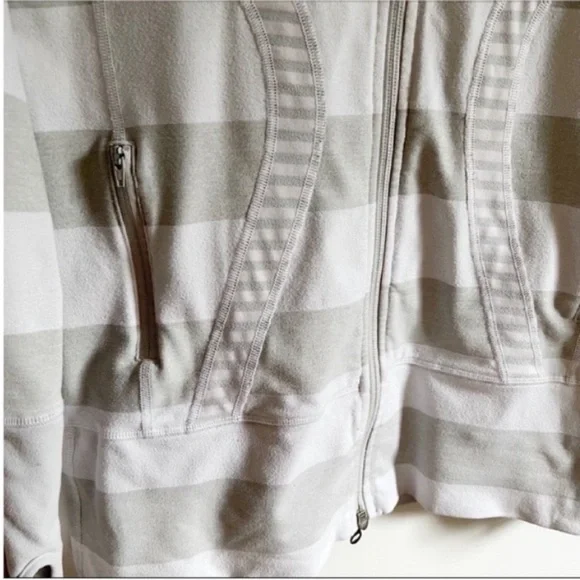 Lululemon Stride jacket white silver spoon wide multi stripe zip up - Picture 5 of 9